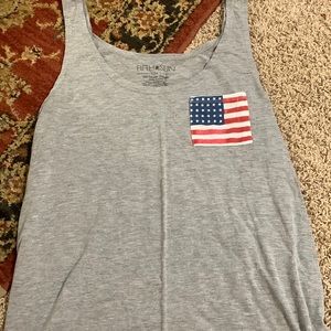 Grey American Flag Pocket Tank Top